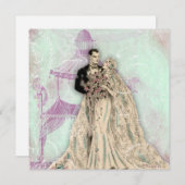 Tuinhuis Pagode Antieke Trouwkaart Aankondiging (Voorkant / Achterkant)