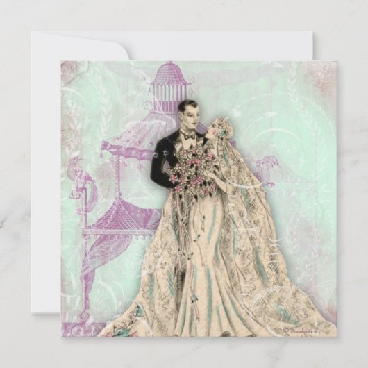 Tuinhuis Pagode Antieke Trouwkaart Aankondiging (Voorkant)