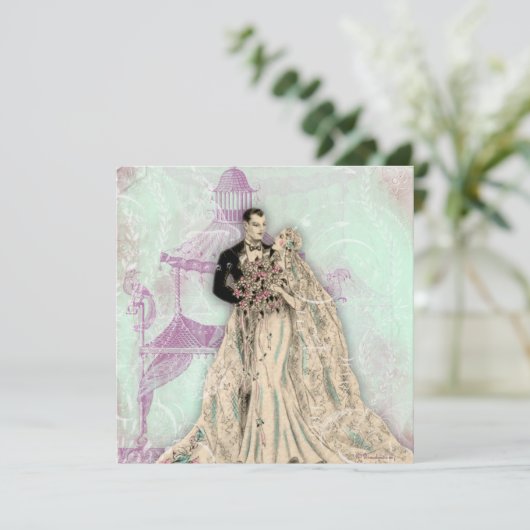 Tuinhuisje Pagode Oude Trouwkaart Uitnodiging (Staand voorkant)