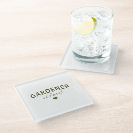 TUINIER IN HART - Donkergroene tekst op glazen ond Onderzetter