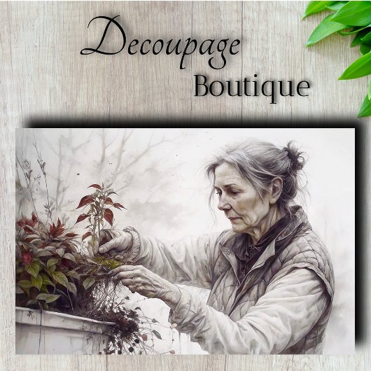Tuinier Portret Decoupage Tissuepapier