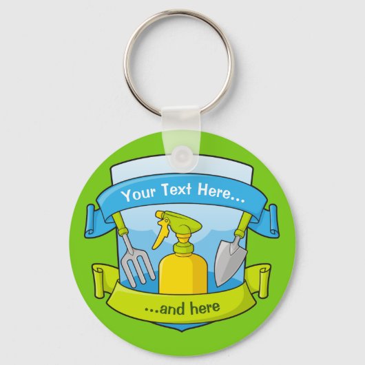 Tuinier Schild met Banners Sleutelhanger (Voorkant)