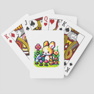 Tuinieren Bunny - Schattigee Pixel Art Natuur Desi Pokerkaarten