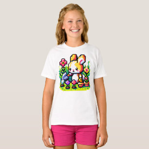 Tuinieren Bunny - Schattigee Pixel Art Natuur Desi T-shirt