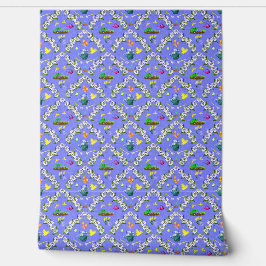 Tuinieren Damask Paars Patroon Behang