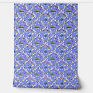 Tuinieren Damask Paars Patroon Behang
