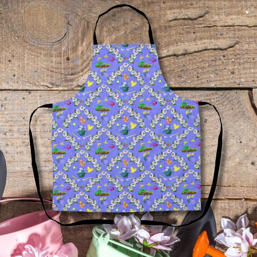 Tuinieren Damask Paars Patroon Schort