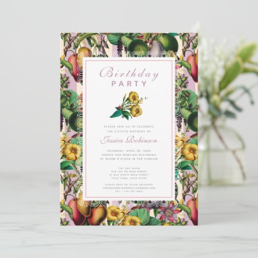 Tuinieren Dame 60e Verjaardagsfeestje Retro Floral Kaart (Staand voorkant)