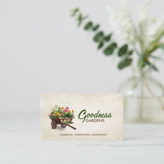 Tuinieren Diensten Waterverf kunst Visitekaartje (Staand voorkant)