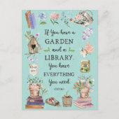 Tuinieren en Bibliotheek Citaat Bloementuin Briefkaart (Voorkant)