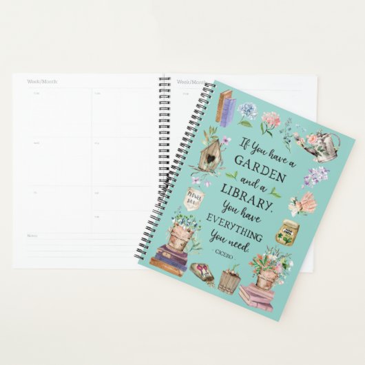 Tuinieren en Bibliotheek Citaat Bloementuin Planner (Display)