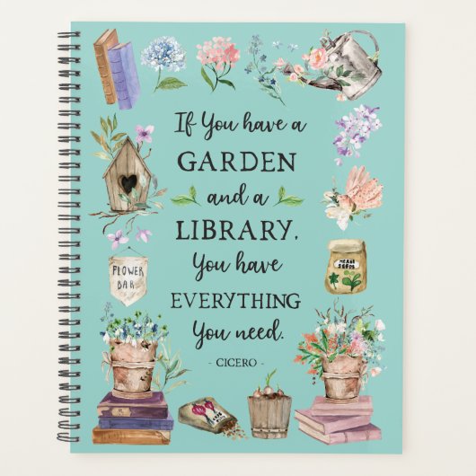 Tuinieren en Bibliotheek Citaat Bloementuin Planner (Voorkant)