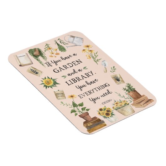 Tuinieren en Bibliotheek Citaat Zonnebloem en Krui Magneet (Rechterzijde)