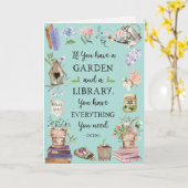 Tuinieren en Bibliotheek Quote Bloementuin Groet Kaart (Gele Bloem)