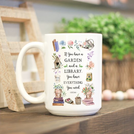 Tuinieren en Bibliotheek Quote Floral Garden Koffiemok