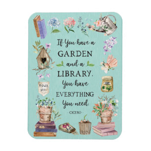 Tuinieren en Bibliotheek Quote Floral Garden Magneet