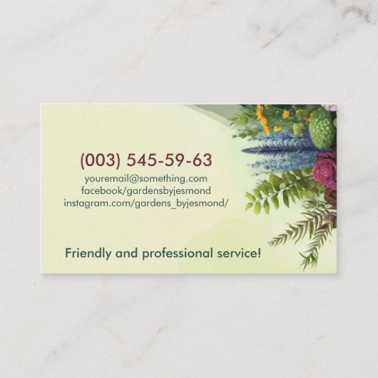 Tuinieren en landschapsarchitectuur visitekaartje (Achterkant)