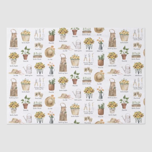 Tuinieren Essentiële Waterverf Zonnebloem Patroon Tissuepapier (Voorkant)