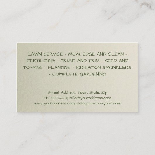 Tuinieren Gazon Care Landscape Design Architect Visitekaartje (Achterkant)
