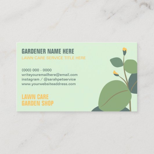 tuinieren gazon zorg grasmaaier visitekaartje (Achterkant)