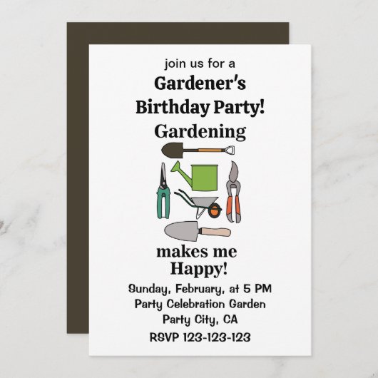 Tuinieren Gereedschap Tuinieren Tuinier Verjaardag Kaart (Voorkant / Achterkant)