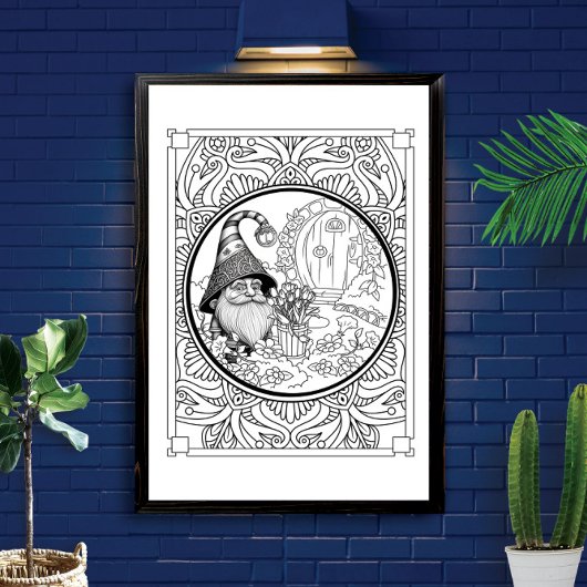 Tuinieren Gnome volwassen kleuring Poster