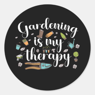 Tuinieren is mijn therapie Funny Tuinier Planten  Ronde Sticker