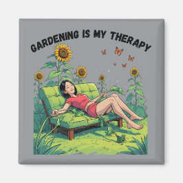 Tuinieren is mijn therapie magneet - grijs
