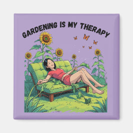 Tuinieren is mijn therapie magneet - lila