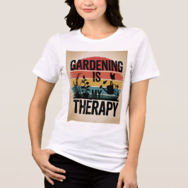 Tuinieren is mijn therapie met goudbruine achtergr Tri-Blend shirt