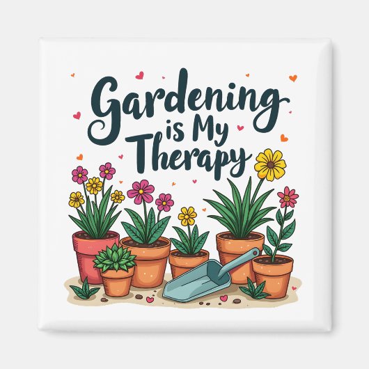 Tuinieren is mijn Therapy Gardener Plant Magneet (Voorkant)