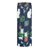 Tuinieren Katten Witte Katten Planten Blauwe Tumbl Thermosbeker (Achterkant)