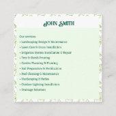 Tuinieren & Landscaping Solutions Visitekaartje (Achterkant)