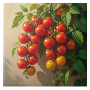 Tuinieren met tomatenplanten Zomerstemming Tegeltje