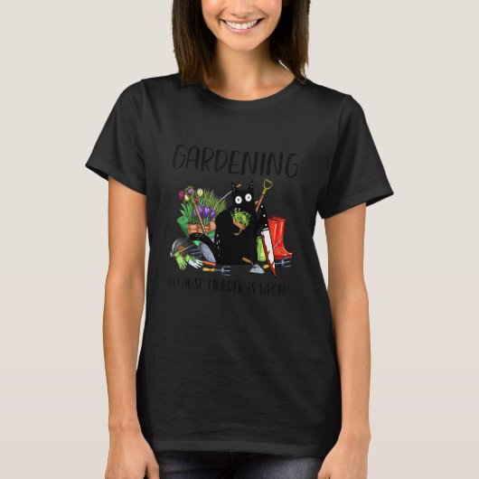 Tuinieren Omdat Moord Verkeerd is Kat T-shirt (Voorkant)