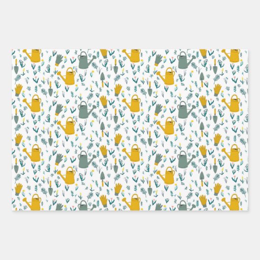 Tuinieren Patroon Watering Kan Bloemen Tuin Gift Inpakpapier Vel (Voorkant 3)