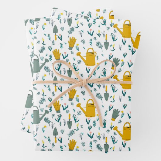 Tuinieren Patroon Watering Kan Bloemen Tuin Gift Inpakpapier Vel (In situ)