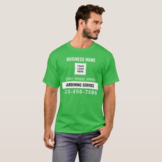 Tuinieren Service QR code Logo maatwerk T-shirt (Voorkant volledig)