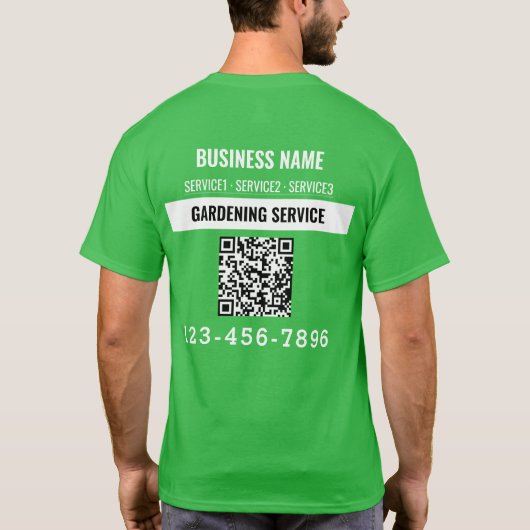Tuinieren Service QR code Logo maatwerk T-shirt (Achterkant)