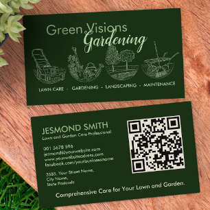 Tuinieren Services - Hand getrokken illustratie Visitekaartje