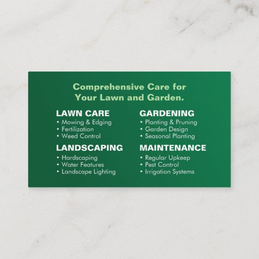 Tuinieren Services - Witte pictogrammen Visitekaartje (Achterkant)