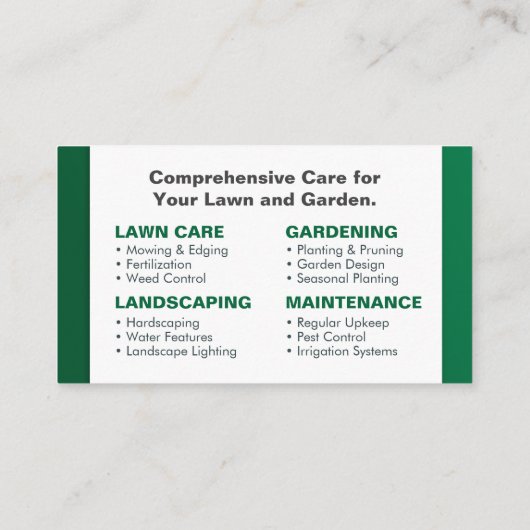 Tuinieren Services - Witte pictogrammen Visitekaartje (Achterkant)