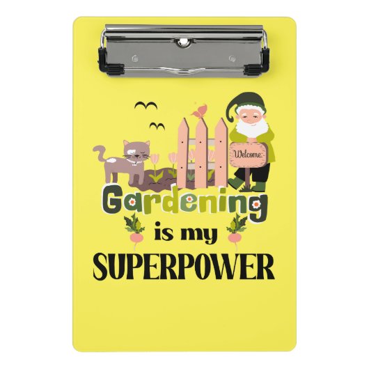 Tuinieren Superpower, Schattigee tuinman Mini Klembord (Voorkant)