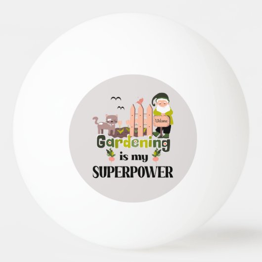 Tuinieren Superpower, Schattigee tuinman Pingpongbal (Voorkant)