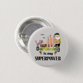 Tuinieren Superpower, Schattigee tuinman Ronde Button 3,2 Cm (Voorkant /achterkant)