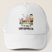 Tuinieren Superpower, Schattigee tuinman Trucker Pet (Voorkant)