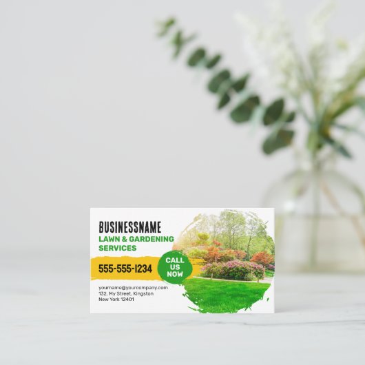Tuinieren, tuinarchitectuur, maaien visitekaartje (Staand voorkant)