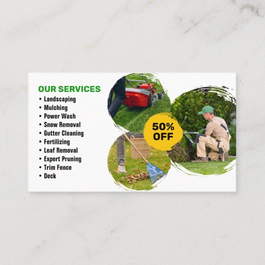 Tuinieren, tuinarchitectuur, maaien visitekaartje (Achterkant)