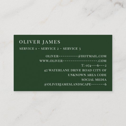 Tuinieren Visitekaartje (Achterkant)