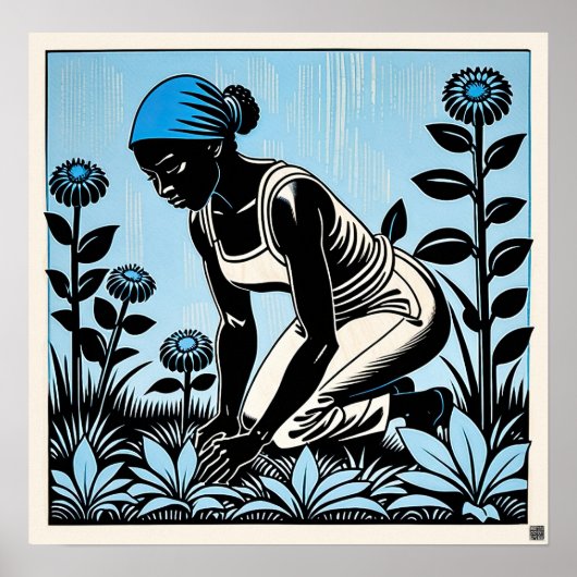 Tuinieren - Woodblock Print (Voorkant)